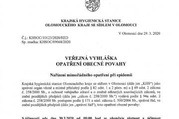 KHS rozhodla o zrušení mimořádného opatření pro blast Litovle, Červenky a Uničova. 